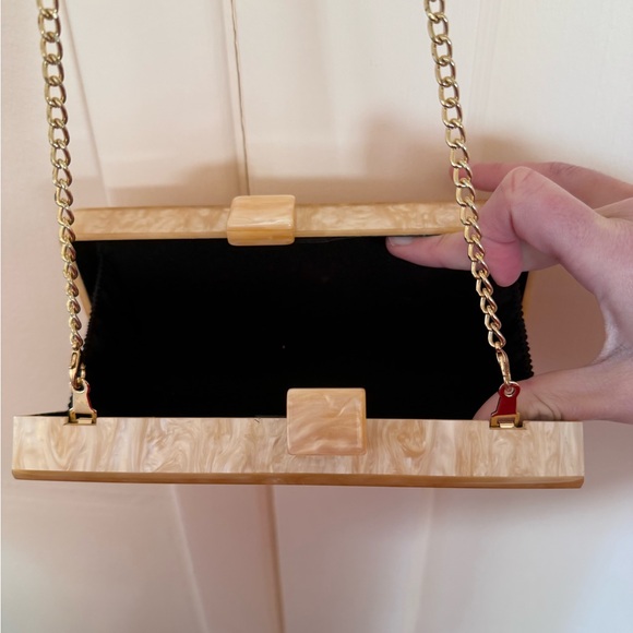 CultGaia-inspired Pink Cream Clutch with Gold Chain - Picture 4 of 4